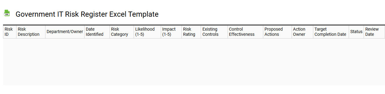 Government IT risk register Excel template