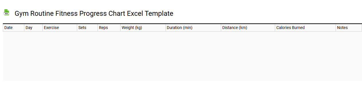 Gym routine fitness progress chart Excel template