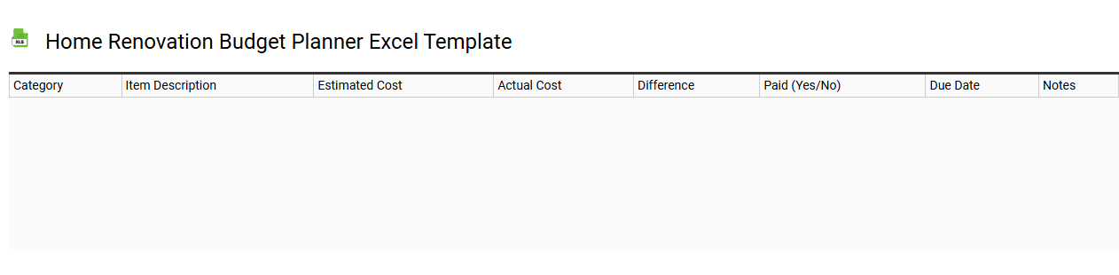 Home renovation budget planner Excel template