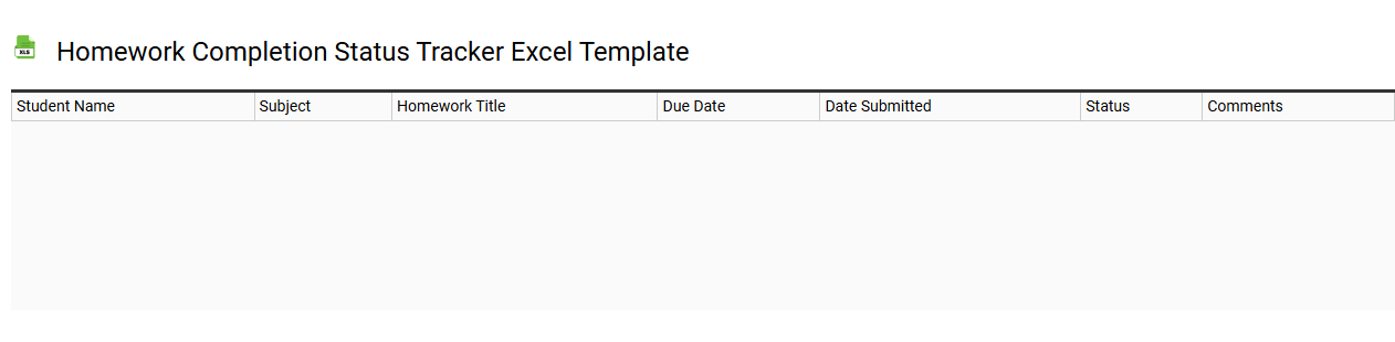 Homework completion status tracker Excel template