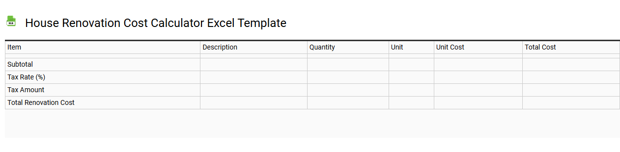 House renovation cost calculator Excel template