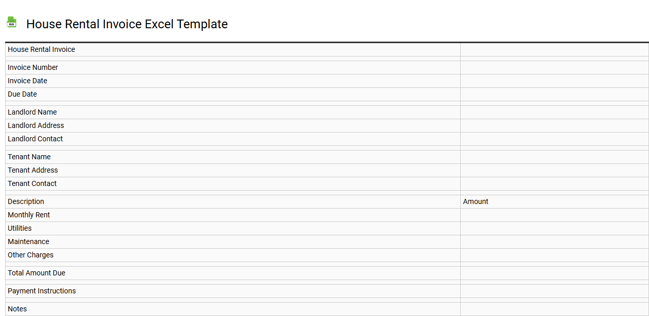 House rental invoice Excel template