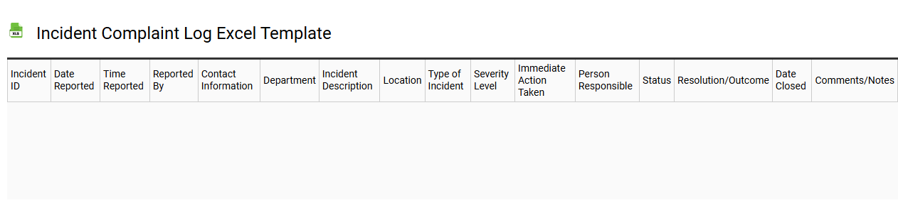 Incident complaint log Excel template