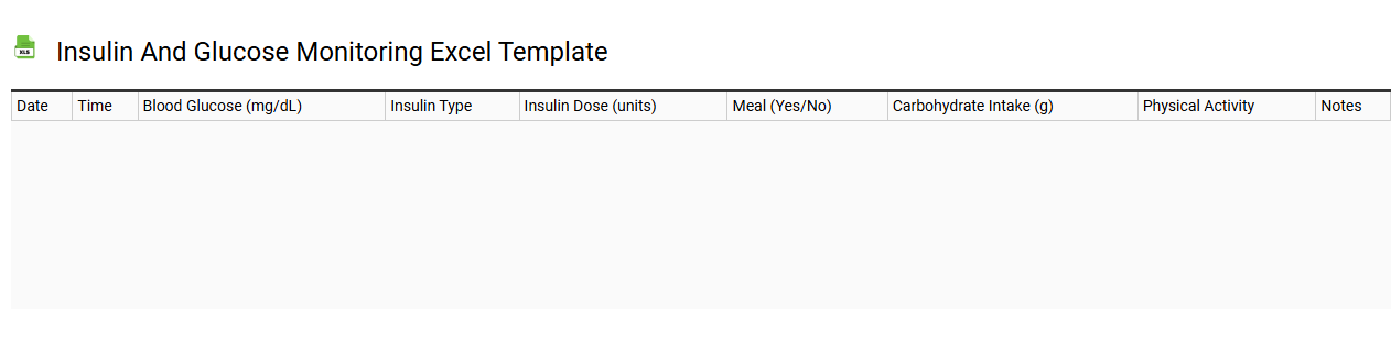 Insulin and glucose monitoring Excel template