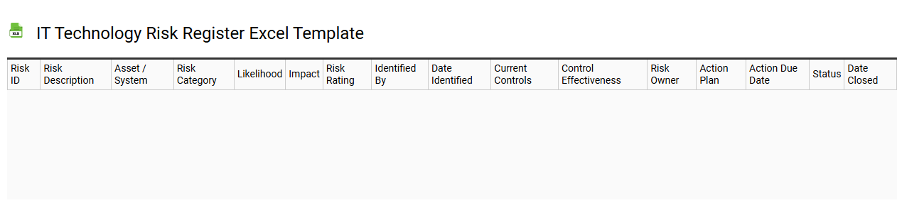 IT technology risk register Excel template
