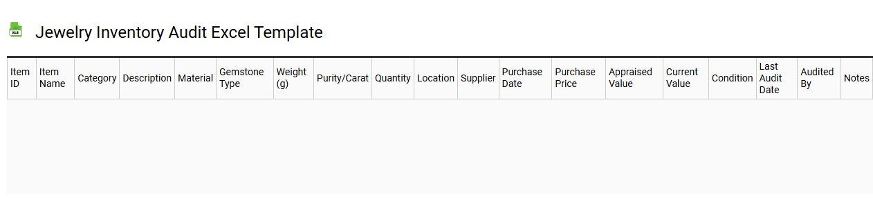Jewelry inventory audit Excel template
