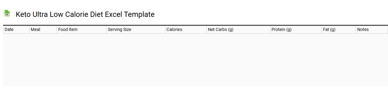 Keto ultra low calorie diet Excel template
