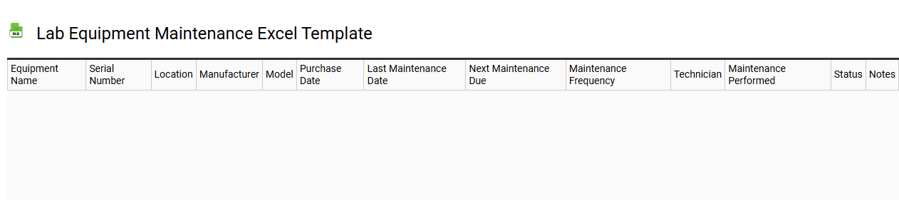 Lab equipment maintenance Excel template