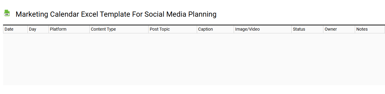 Marketing calendar Excel template for social media planning