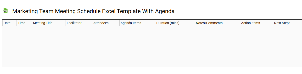 Marketing team meeting schedule Excel template with agenda