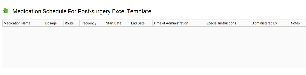 medication schedule for post-surgery Excel template