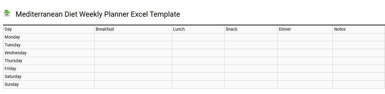 Mediterranean diet weekly planner Excel template