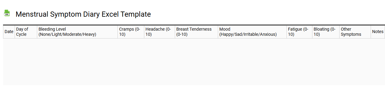 Menstrual symptom diary Excel template
