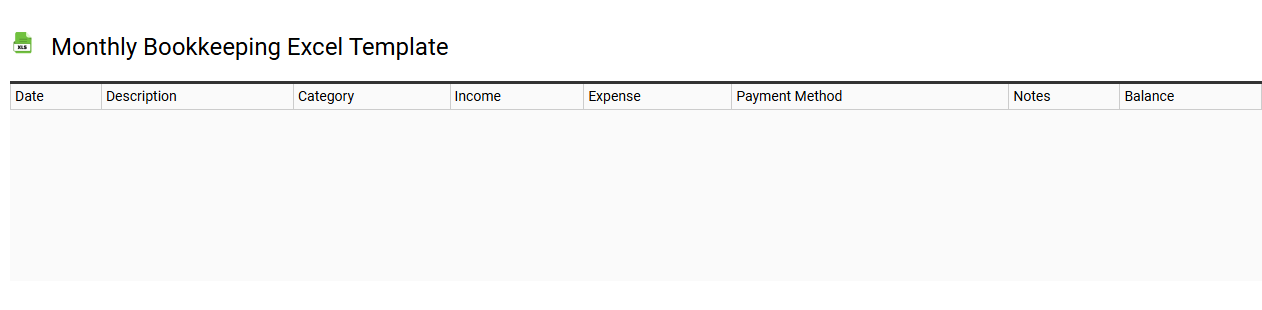 Monthly bookkeeping Excel template