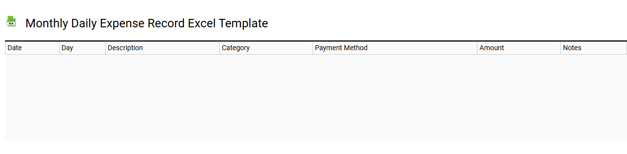 Monthly daily expense record Excel template