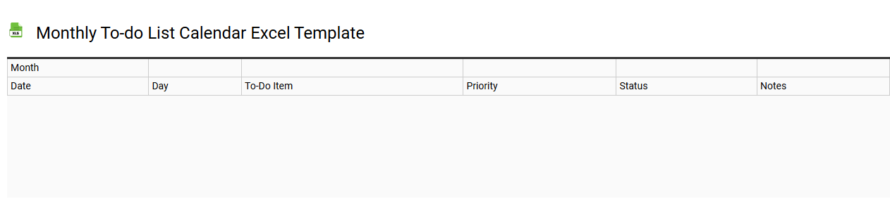Monthly to-do list calendar Excel template