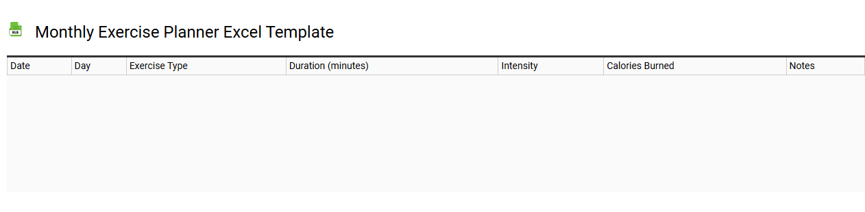 Monthly exercise planner Excel template