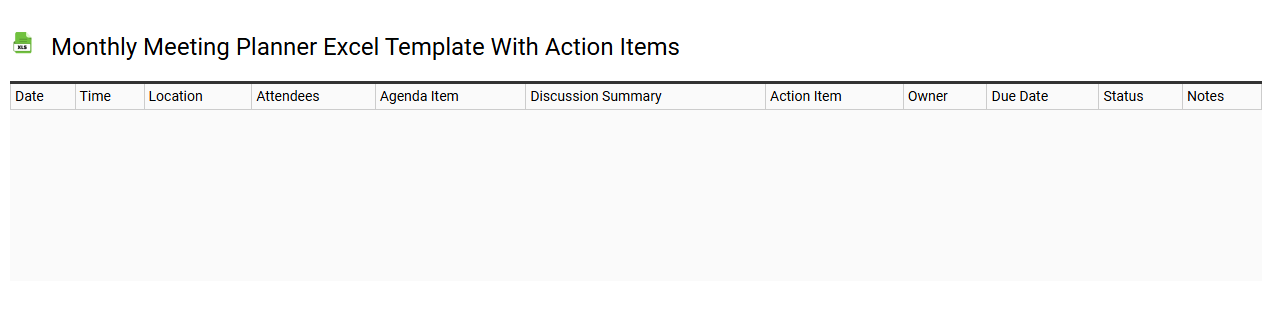 Monthly meeting planner Excel template with action items