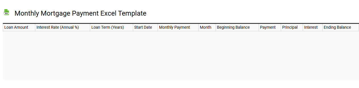 Monthly mortgage payment Excel template