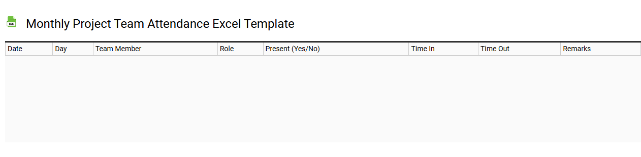 Monthly project team attendance Excel template