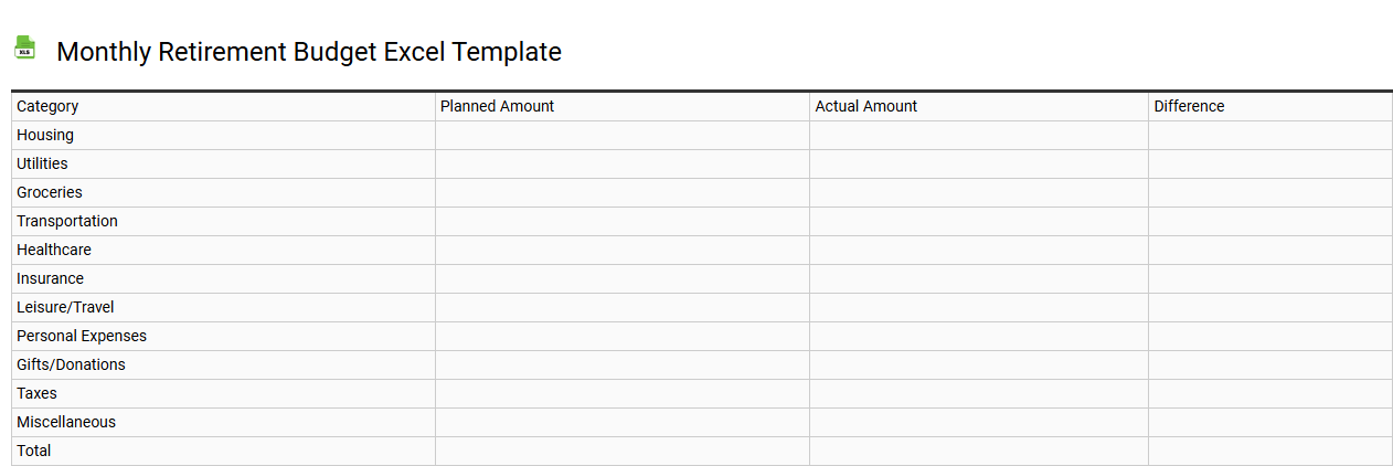 Monthly retirement budget Excel template
