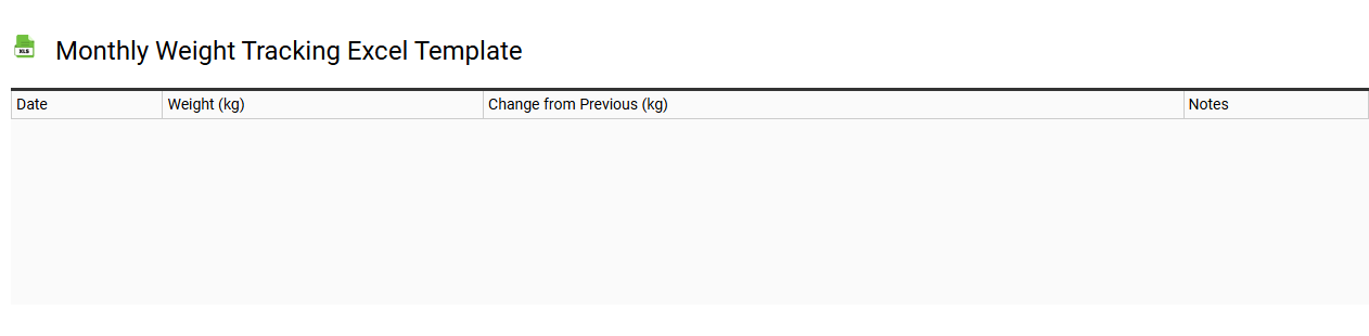 Monthly weight tracking Excel template