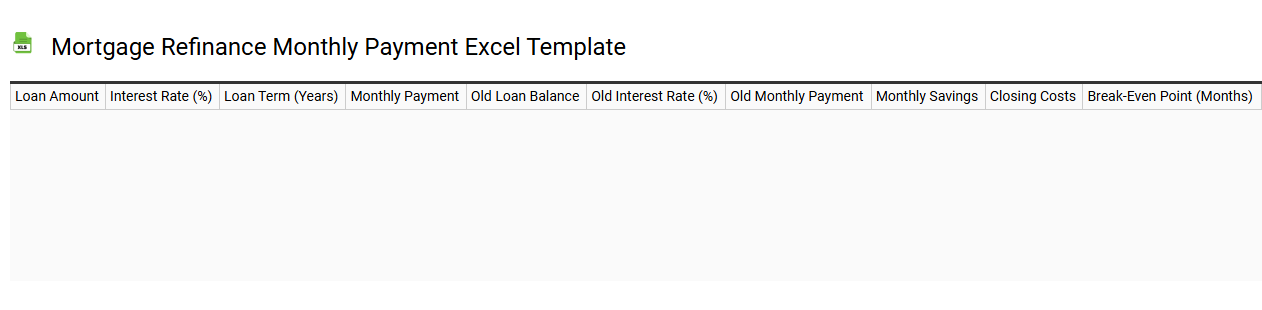 Mortgage refinance monthly payment Excel template