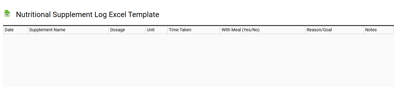 Nutritional supplement log Excel template