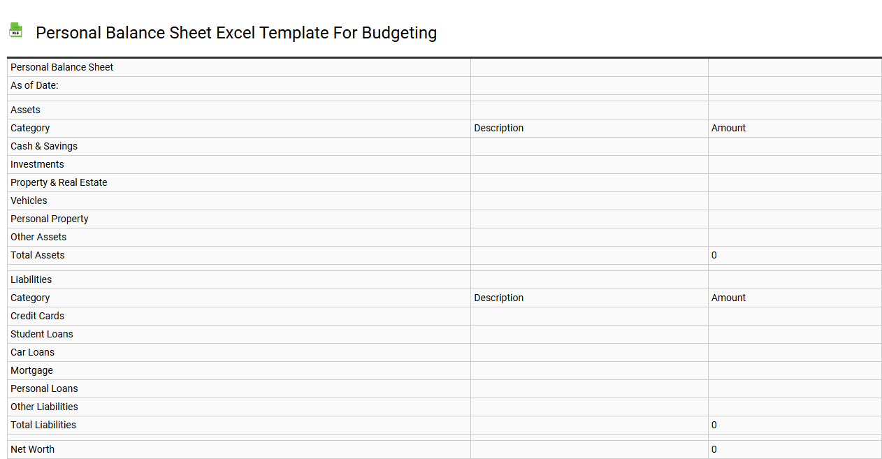 Personal balance sheet Excel template for budgeting