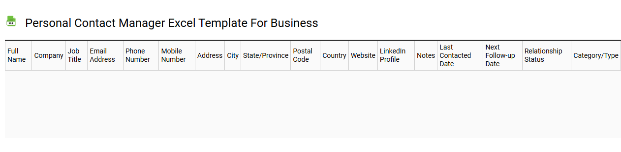 Personal contact manager Excel template for business