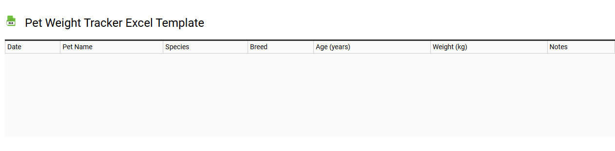 Pet weight tracker Excel template