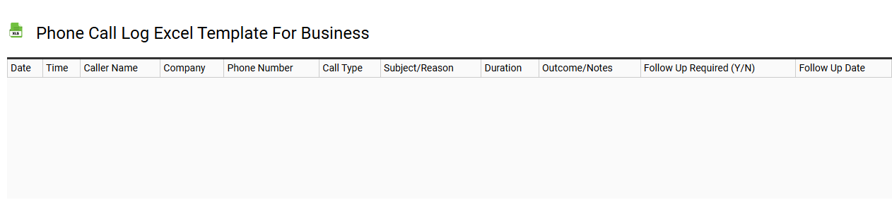 Phone call log Excel template for business