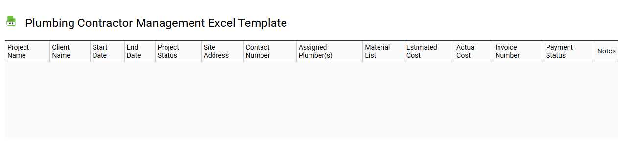 Plumbing contractor management Excel template