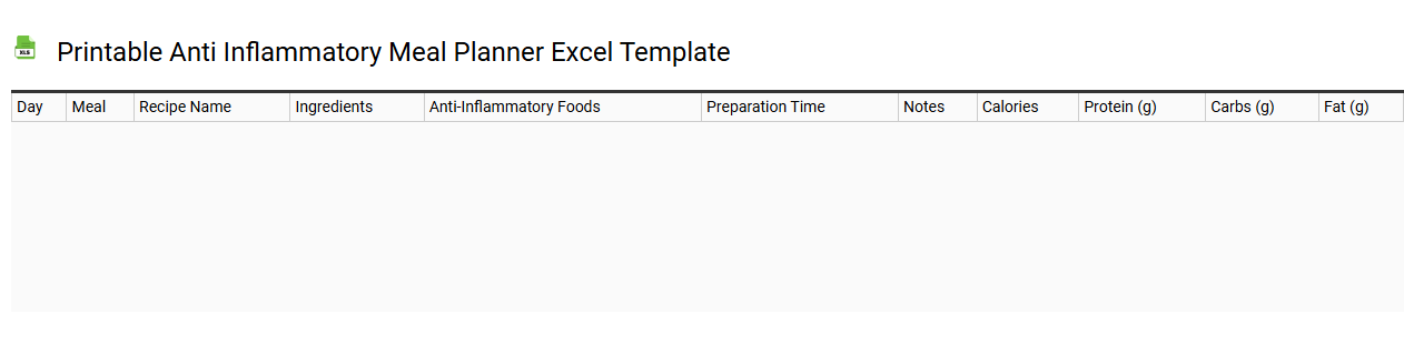 Printable anti inflammatory meal planner Excel template
