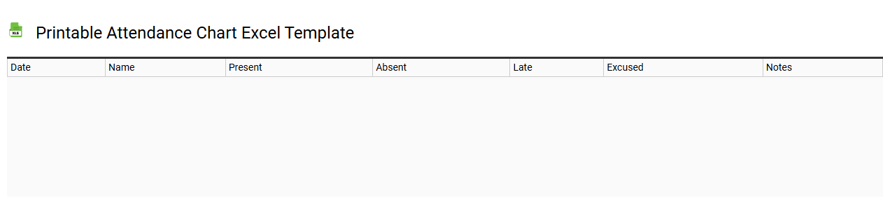 Printable attendance chart Excel template