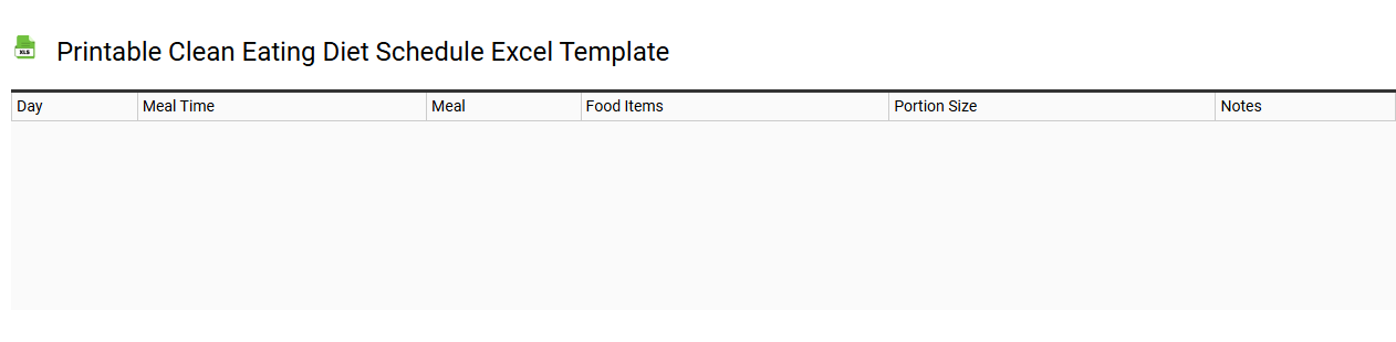 Printable clean eating diet schedule Excel template