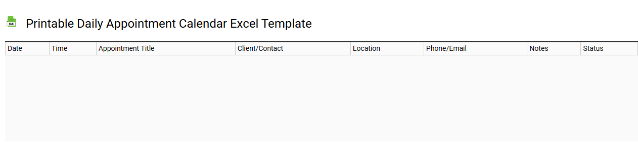 Printable daily appointment calendar Excel template