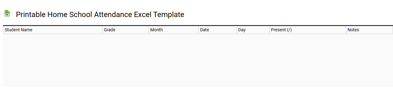 Printable home school attendance Excel template