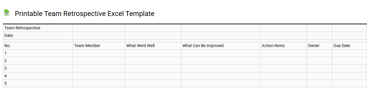 Printable team retrospective Excel template