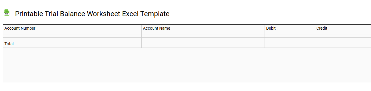 Printable trial balance worksheet Excel template