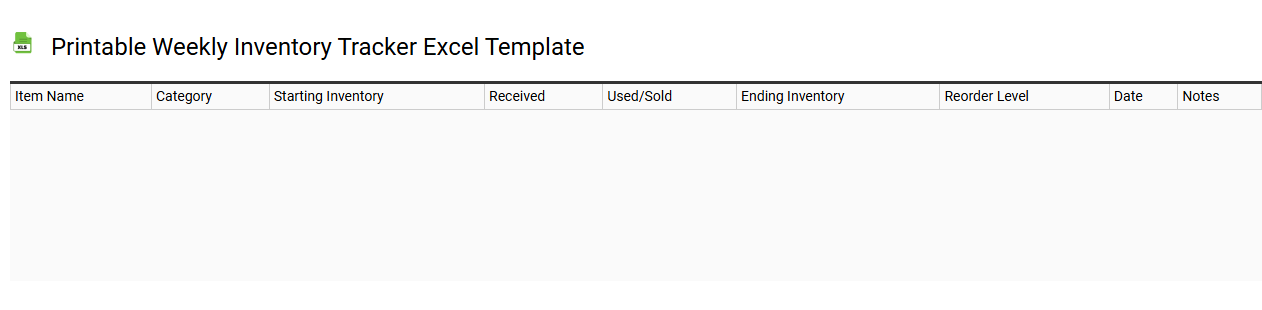 Printable weekly inventory tracker Excel template