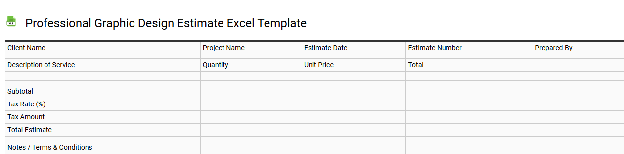 Professional graphic design estimate Excel template