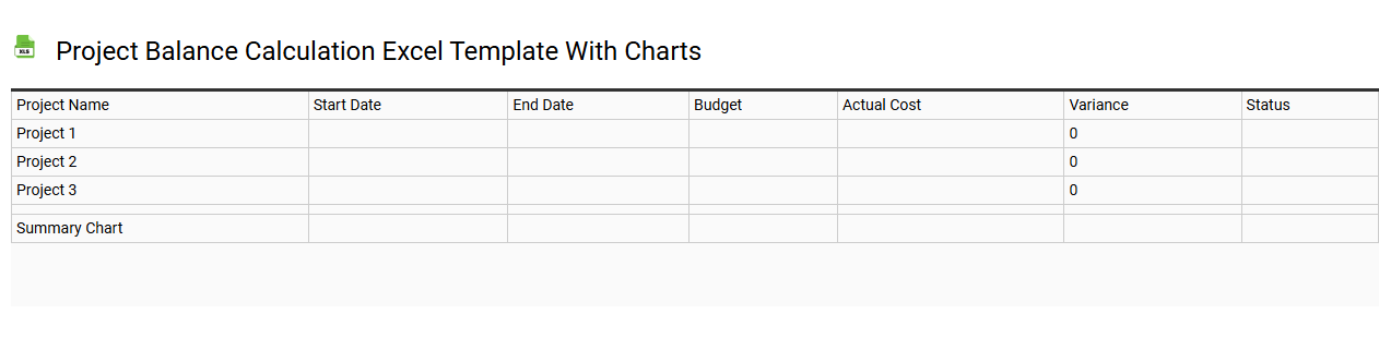 Project balance calculation Excel template with charts