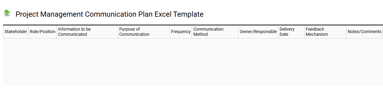 Project management communication plan Excel template