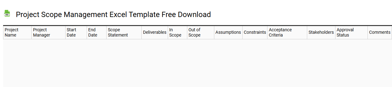 Project scope management Excel template free download