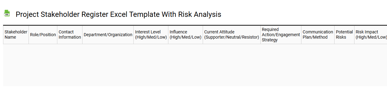 Project stakeholder register Excel template with risk analysis