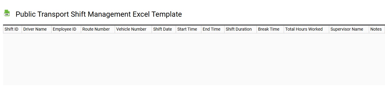 Public transport shift management Excel template