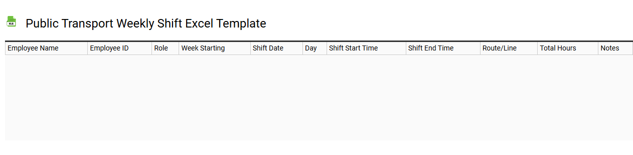 Public transport weekly shift Excel template