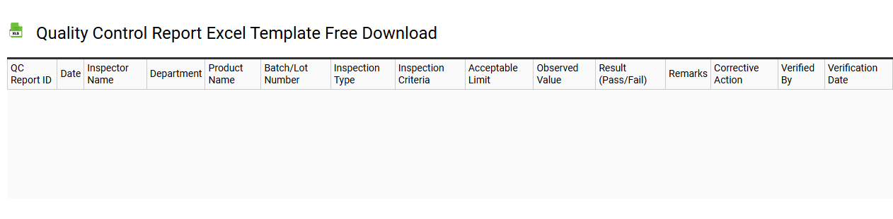 Quality control report Excel template free download