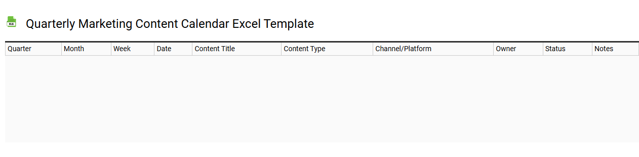 Quarterly marketing content calendar Excel template